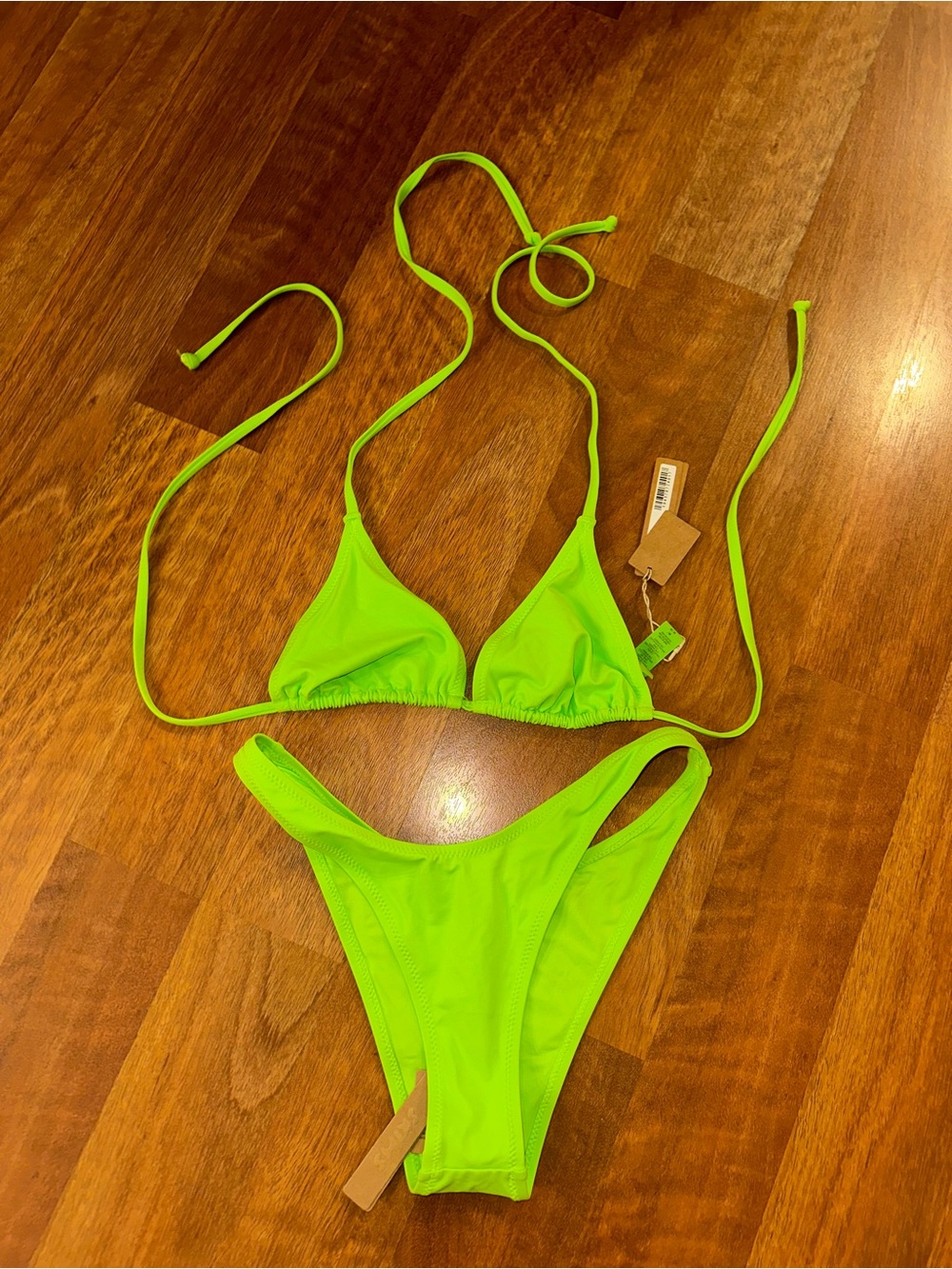 SKIMS Neon Lime Triangle Bikini Set